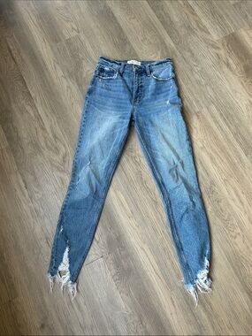 Abercrombie & Fitch Distressed Light Blue High-Rise Skinny Jeans